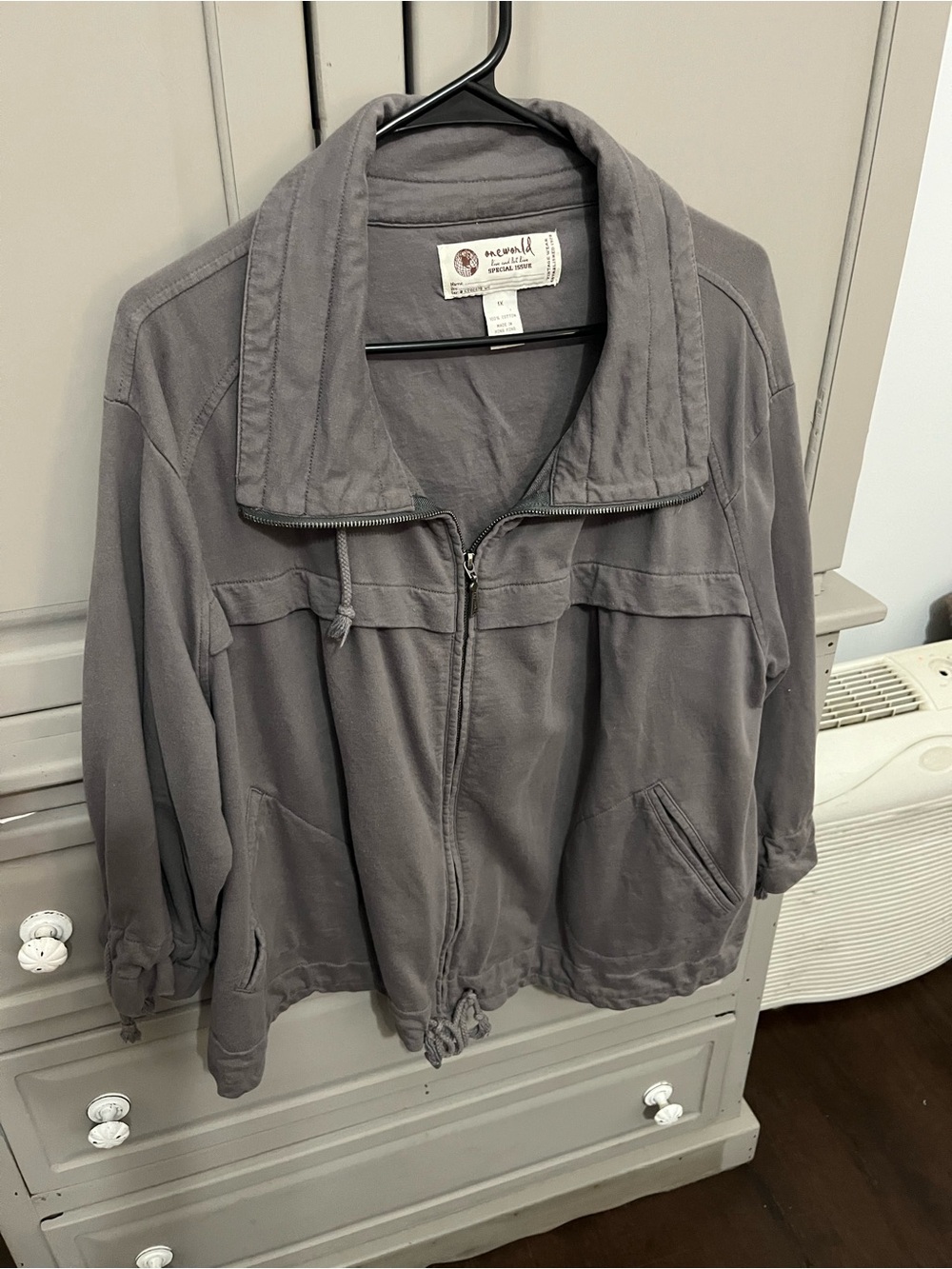 ONE WORLD Women's Gray Utility Zip Jacket